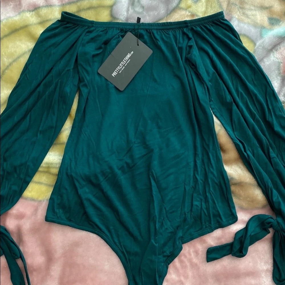 Teal off the shoulder bodysuit